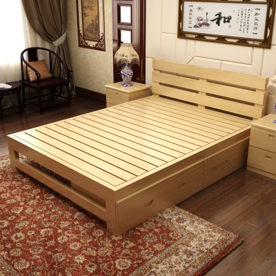 包邮简易实木双人床1.5 1.8特价松木儿童床木板床单人床1.2米1米