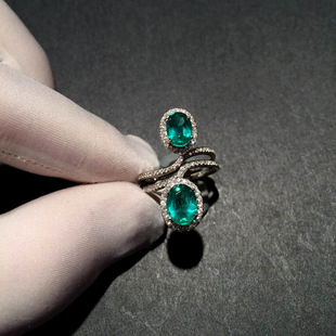 普罗蒂珠宝天然祖母绿戒指 1克拉主石 18K金镶嵌祖母绿钻戒指环女