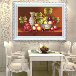 粘钻十字绣钻石画5d 客厅砖石画餐厅水果十字绣画葡萄图饭厅花瓶