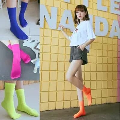 韩国糖果色简约丝袜彩色水晶丝丝袜夏天鹅绒透气短袜短丝袜堆堆袜