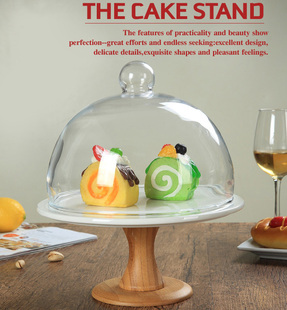欧式简约圆形方形高脚陶瓷蛋糕托盘水果盘西点心架甜品台带玻璃盖