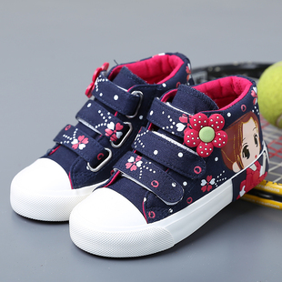 一休童鞋2016秋季新款女童帆布鞋中帮儿童布鞋小女孩大童运动板鞋