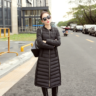 2015冬装新款韩版过膝盖加长款保暖修身羽绒棉服女加厚棉衣外套潮