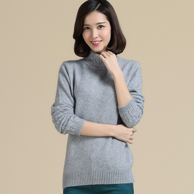 2015秋冬新款纯羊绒衫 女士高领套头加厚 麻花针织羊毛衫 包邮
