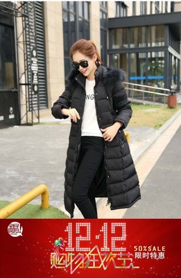 2015秋冬促销女中长款韩版棉衣修身显瘦过膝长袖羽绒棉服加厚外套