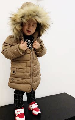 2014小P孩儿最新韩版童装男儿童风衣 中长款棉袄宝宝加厚加绒外套