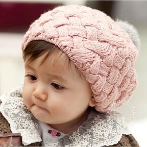 兔毛球贝雷帽/雪糕帽/儿童毛线帽子宝宝帽子/婴儿帽子包邮