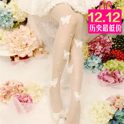 2015秋季新款日系甜美高品质立体蝴蝶钉珠连裤袜丝袜