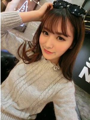 秋冬季韩版时尚女装小款打底针织衫套头毛衣搭配半身短裙子的上衣