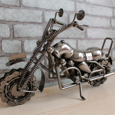 金属工艺品 创意礼品摆件 仿古铁艺铁皮摩托车车模模型 益智玩具