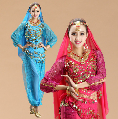 2015年 秋冬新款 长袖肚皮舞套装 印度舞演出服装 舞台表演服装