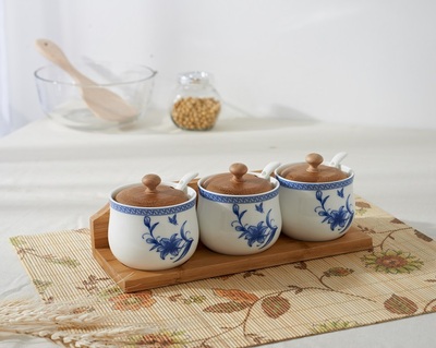 创意陶瓷调味罐青花瓷调料罐调味盒盐罐套装中国风创意厨房用品