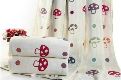 宝宝婴儿童蘑菇6层有机棉纱布童被空调被盖毯浴巾日本同款包邮