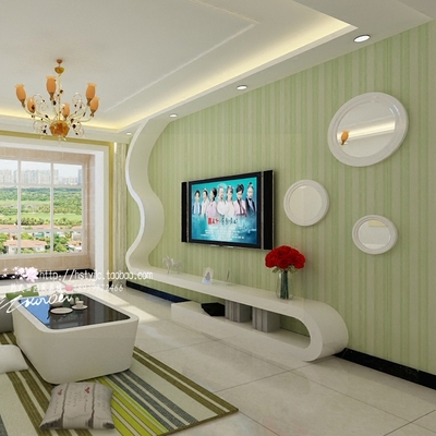 白色钢琴烤漆弧形客厅卧室挂墙式电视柜组合电视墙装饰柜现代简约