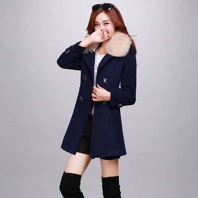 毛呢外套女2015秋冬装新款韩版女装呢子中长款加厚修身冬季呢大衣