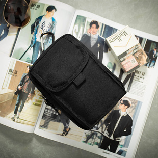 新款2016潮流时尚男士腰包穿裤带包黑色休闲包运动外出随身钱包