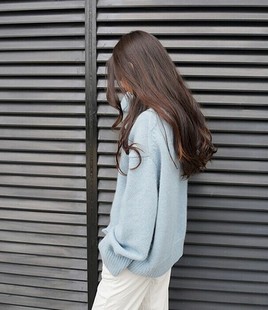 2015秋冬纯色长袖针织衫毛衣