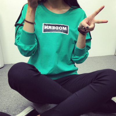 2016春装新款韩版女装套头学生卫衣长袖T恤女字母印花打底衫上衣