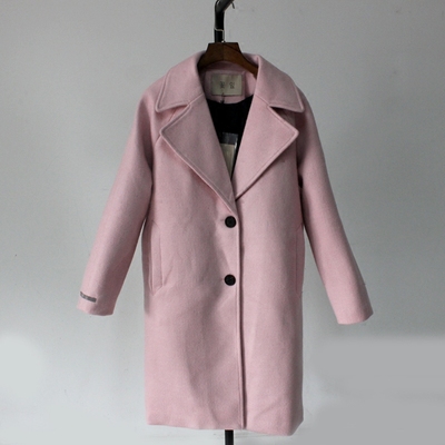 2015韩版冬季均码中长款修身显瘦茧型加厚羊毛呢外套呢子大衣女潮
