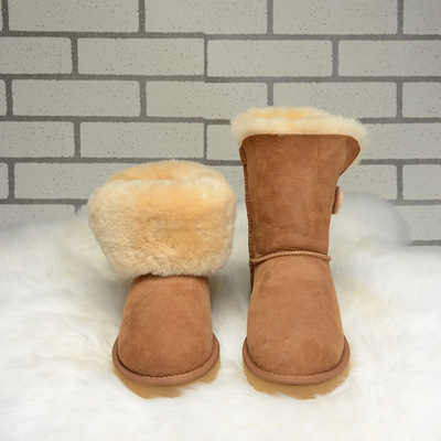2015新款冬季防水皮毛一体加厚保暖女雪地靴时尚名媛橡胶平底短靴