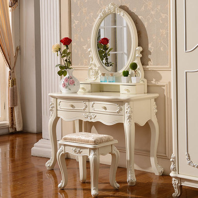 欧式田园梳妆台白色法式卧室化妆桌带镜化妆柜家具韩式化妆小户型