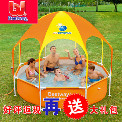超大型号圆形成人夹网支架游泳池 家庭儿童移动折叠水池加厚包邮