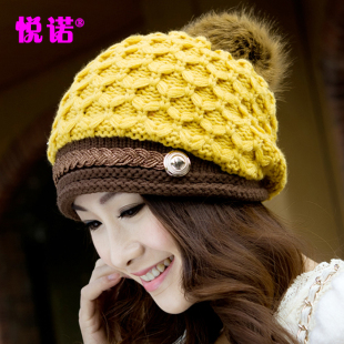 冬天女毛线帽韩版潮可爱时尚加绒保暖护耳帽冬季皮带毛球针织帽子