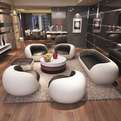真皮沙发大小户型客厅组合黑白创意个性现代123三人单人牛皮沙发