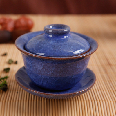 冰裂茶具配套功夫茶具单个盖碗  紫砂陶瓷盖碗三才碗 特价包邮