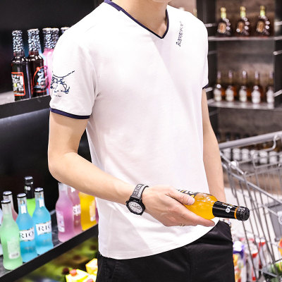 体恤衫男装夏季青少年日系韩版修身潮学生短袖T恤男士半袖打底衫