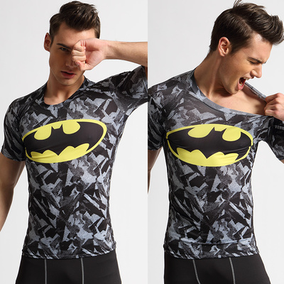 英雄归来 超弹超人紧身短袖3D数码变形金刚跑步运动健身T恤速干衣