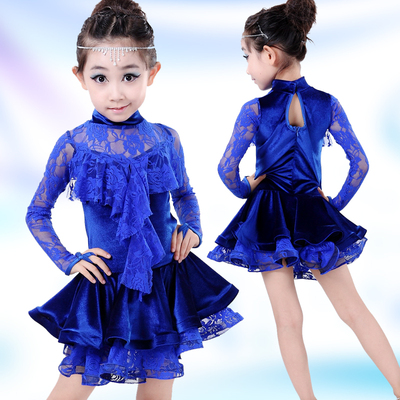 儿童拉丁舞蹈服夏少儿拉丁服装蕾丝拉丁舞服服装比赛拉丁舞裙女童