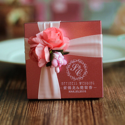 花半里 2016创意婚礼喜糖盒定制结婚喜糖盒粉色磨砂马口铁糖盒子