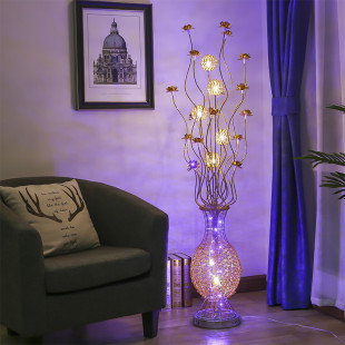 落地灯 彩色LED 创意手工编织 花瓶灯 欧式 田园 客厅卧室 装饰灯
