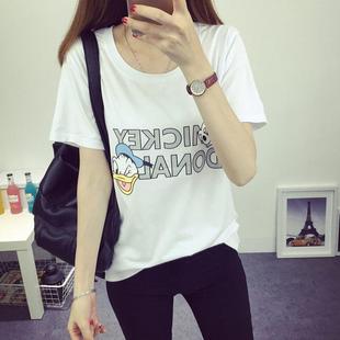2016夏季新款韩版女装字母圆领短袖T恤女2121H427