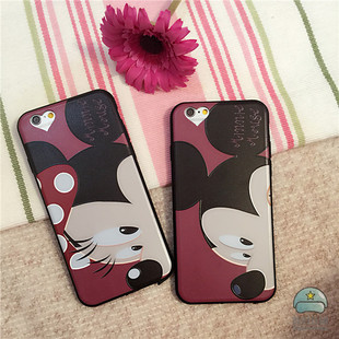 情侣米老鼠iPhone6手机壳米奇苹果6plus硅胶保护套浮雕卡通爱心孔