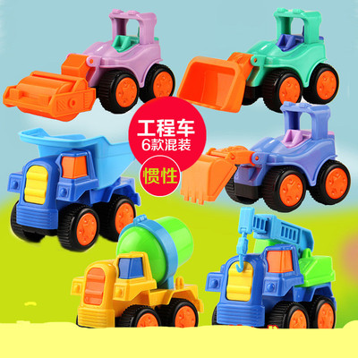 儿童玩具卡通q版迷你回力小汽车四款工程车儿童益智创意礼物
