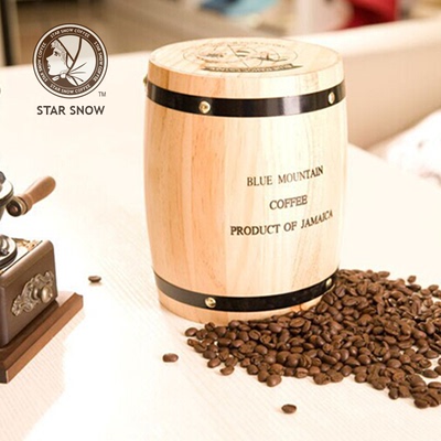 咖啡豆储存罐 古朴典雅的小香木桶 咖啡勺/香木桶 装饰桶