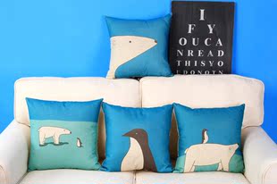 爱在南极 北极熊 企鹅 北欧宜家 简约森系 棉麻抱枕靠垫午睡家居