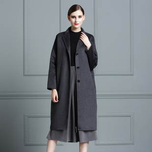 2015高端纯手工手缝双面羊绒大衣中长款茧型加厚双面呢大衣
