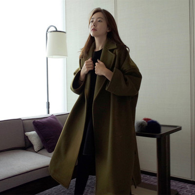 韩国欧时力代购公司ocnltiy 2016新款秋装外套长款修身羊毛呢大衣