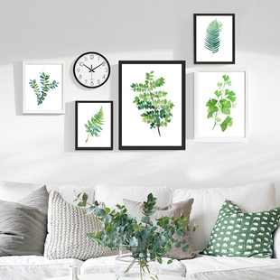 北欧卧室花卉装饰画小清新绿色植物墙画现代简约客厅田园餐厅壁画