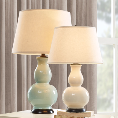 美式时尚创意葫芦陶瓷台灯现代奢华台灯卧室床头客厅书房装饰台灯