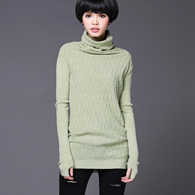 2015秋冬季新款韩版女士打底衫高领毛衣女宽松套头针织衫短款加厚