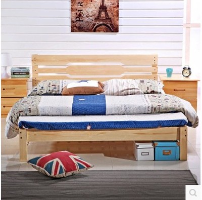特价实木床 双人床 成人床 单人床 田园松木床 1.2米 1.5米 1.8米