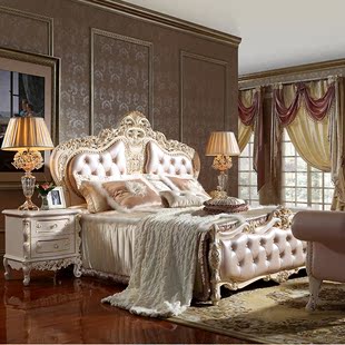 巢木卧室家具 高档欧式双人床实木雕花法式婚床1.8米主卧储物大床