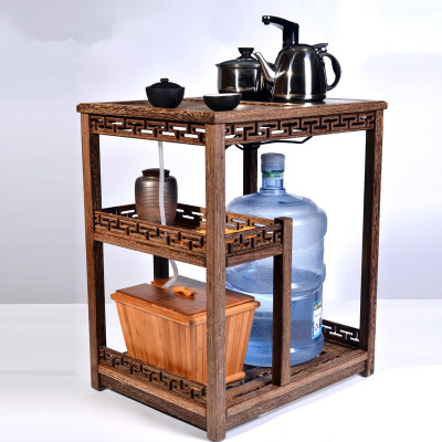 特价实木茶车柜带轮可移动茶台花梨茶盘鸡翅木矿泉水桶抽水电磁炉