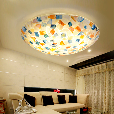 地中海吸顶灯贝壳灯饰欧式客厅田园风格LED主卧室灯温馨餐厅灯具