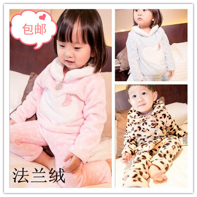 儿童装 冬装0-1-2-3-4岁男女宝宝睡衣法兰绒 婴幼儿居家服 包邮