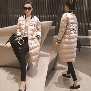 2015冬季新款女士韩版修身棉袄中长款棒球服外套